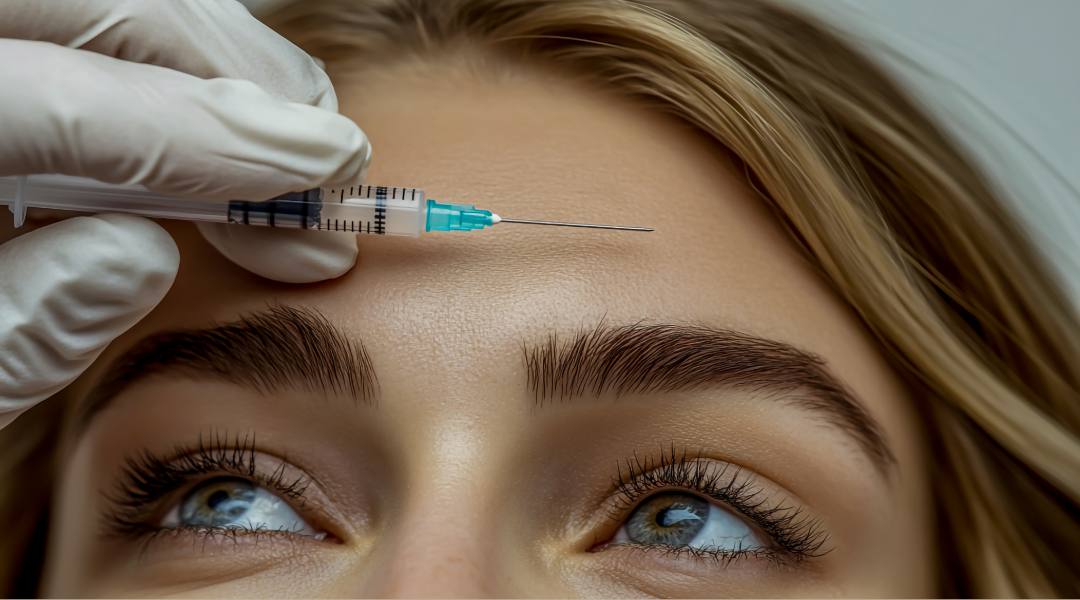 A patient getting Botox or Dysport  wrinkle relaxers injection near Sacramento, CA